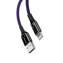Кабель Baseus C-shaped Light Intelligent power-off Cable USB to Lightning 2.4A 1m Фиолетовый