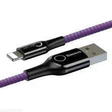 Кабель Baseus C-shaped Light Intelligent power-off Cable USB to Lightning 2.4A 1m Фиолетовый