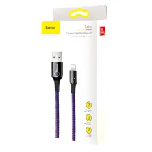 Кабель Baseus C-shaped Light Intelligent power-off Cable USB to Lightning 2.4A 1m Фиолетовый