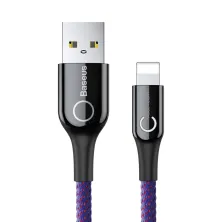 Кабель Baseus C-shaped Light Intelligent power-off Cable USB to Lightning 2.4A 1m Фиолетовый