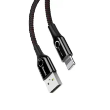 Кабель Baseus C-shaped Light Intelligent power-off Cable USB to Lightning 2.4A 1m Чорний