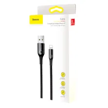 Кабель Baseus C-shaped Light Intelligent power-off Cable USB to Lightning 2.4A 1m Чорний