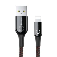 Кабель Baseus C-shaped Light Intelligent power-off Cable USB to Lightning 2.4A 1m Черный