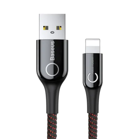 Кабель Baseus C-shaped Light Intelligent power-off Cable USB to Lightning 2.4A 1m Чорний
