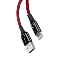 Кабель Baseus C-shaped Light Intelligent power-off Cable USB to Lightning 2.4A 1m Красный