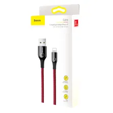 Кабель Baseus C-shaped Light Intelligent power-off Cable USB to Lightning 2.4A 1m Красный