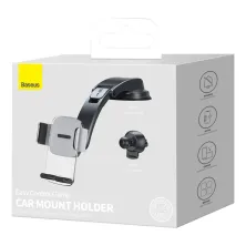 Автодержатель для телефона Baseus Easy Control Clamp Air Outlet Version на торпедо и в воздуховод Серебристый