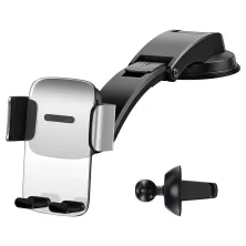 Автодержатель для телефона Baseus Easy Control Clamp Air Outlet Version на торпедо и в воздуховод Серебристый