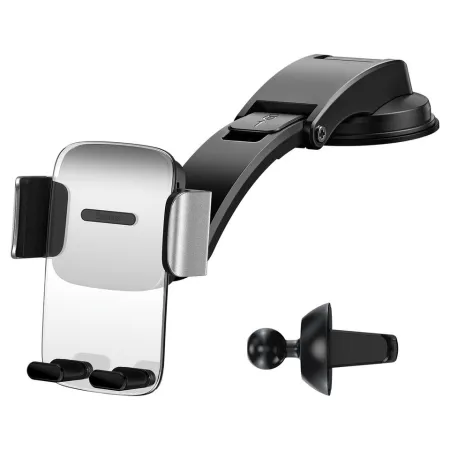 Автодержатель для телефона Baseus Easy Control Clamp Air Outlet Version на торпедо и в воздуховод Серебристый