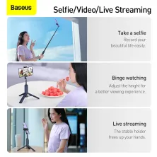 Селфи-монопод Baseus Traveler Bluetooth Tripod 2in1 с функцией штатива и пультом Bluetooth Синий