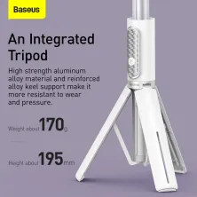 Селфи-монопод Baseus Traveler Bluetooth Tripod 2in1 с функцией штатива и пультом Bluetooth Белый