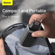 Сетевое зарядное устройство Baseus Quick GaN2 Pro QC4.0+PD3.0 65W USB+2Type-C 5A + кабель Baseus Type-C to Type-C 100W 20V/5A 1м Черный