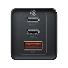 Сетевое зарядное устройство Baseus Quick GaN2 Pro QC4.0+PD3.0 65W USB+2Type-C 5A + кабель Baseus Type-C to Type-C 100W 20V/5A 1м Черный