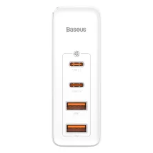 Мережевий зарядний пристрій Baseus Quick GaN2 Pro QC4.0+PD3.0 100W 2USB+2Type-C 5A + кабель Baseus Type-C to Type-C 100W 20V/5A 1м Білий