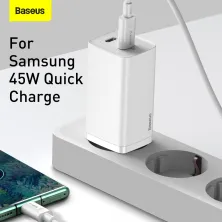 Мережевий зарядний пристрій Baseus Quick GaN2 Lite PD3.0 65W 2Type-C 3A Білий
