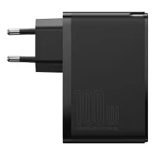 Мережевий зарядний пристрій Baseus Quick GaN2 Pro QC4.0+PD3.0 100W 2USB+2Type-C 5A + кабель Baseus Type-C to Type-C 100W 20V/5A 1м Чорний