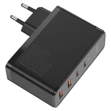 Мережевий зарядний пристрій Baseus Quick GaN2 Pro QC4.0+PD3.0 100W 2USB+2Type-C 5A + кабель Baseus Type-C to Type-C 100W 20V/5A 1м Чорний