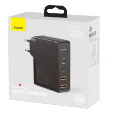 Мережевий зарядний пристрій Baseus Quick GaN2 Pro QC4.0+PD3.0 100W 2USB+2Type-C 5A + кабель Baseus Type-C to Type-C 100W 20V/5A 1м Чорний