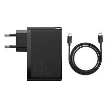 Мережевий зарядний пристрій Baseus Quick GaN2 Pro QC4.0+PD3.0 100W 2USB+2Type-C 5A + кабель Baseus Type-C to Type-C 100W 20V/5A 1м Чорний