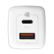 Сетевое зарядное устройство Baseus Quick GaN2 Lite QC4.0+PD3.0 65W USB+Type-C 5A Белый