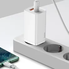 Сетевое зарядное устройство Baseus Quick GaN2 Lite QC4.0+PD3.0 65W USB+Type-C 5A Белый