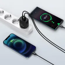 Мережевий зарядний пристрій Baseus Compact Quick Charger QC3.0+PD3.0 20W USB+Type-C 3A Чорний