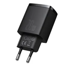 Мережевий зарядний пристрій Baseus Compact Quick Charger QC3.0+PD3.0 20W USB+Type-C 3A Чорний