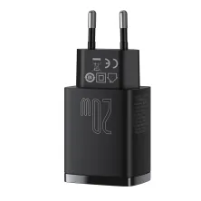 Мережевий зарядний пристрій Baseus Compact Quick Charger QC3.0+PD3.0 20W USB+Type-C 3A Чорний