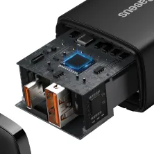 Мережевий зарядний пристрій Baseus Compact Quick Charger QC3.0+PD3.0 20W USB+Type-C 3A Чорний