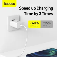 Мережевий зарядний пристрій Baseus Speed Mini Quick Charger 1C PD3.0 20W Type-C 3A Білий
