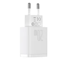Мережевий зарядний пристрій Baseus Compact Quick Charger QC3.0+PD3.0 20W USB+Type-C 3A Білий