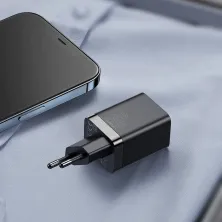 Мережевий зарядний пристрій Baseus Super Si Pro Quick Charger QC3.0+PD3.0 30W USB+Type-C 3A Чорний