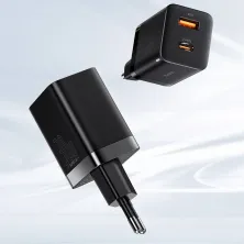Мережевий зарядний пристрій Baseus Super Si Pro Quick Charger QC3.0+PD3.0 30W USB+Type-C 3A Чорний