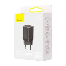 Мережевий зарядний пристрій Baseus Super Si Pro Quick Charger QC3.0+PD3.0 30W USB+Type-C 3A Чорний