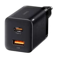 Мережевий зарядний пристрій Baseus Super Si Pro Quick Charger QC3.0+PD3.0 30W USB+Type-C 3A Чорний