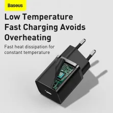 Сетевое зарядное устройство Baseus Super Si Quick Charger 1C PD3.0 30W Type-C 3A Черный