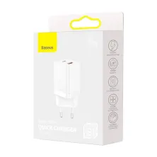 Мережевий зарядний пристрій Baseus Super Si Pro Quick Charger QC3.0+PD3.0 30W USB+Type-C 3A Білий