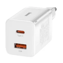 Мережевий зарядний пристрій Baseus Super Si Pro Quick Charger QC3.0+PD3.0 30W USB+Type-C 3A Білий