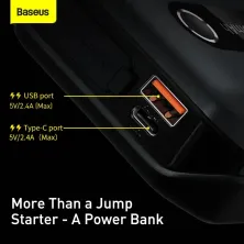 Пускозарядний пристрій Бустер Baseus AIR Car Jump Starter Super Energy 3in1 12V 10000mAh 1000A з функцією Павербанку 5V/3A і LED ліхтарика Чорний