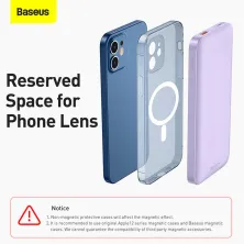 УМБ Baseus Magnetic 1in2 10000mAh 20W 3A QC3.0+PD3.0 з Бездротовою зарядкою Qi 10W Фіолетовий
