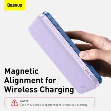 УМБ Baseus Magnetic 1in2 10000mAh 20W 3A QC3.0+PD3.0 з Бездротовою зарядкою Qi 10W Фіолетовий