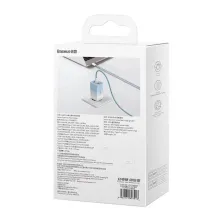 Мережевий зарядний пристрій Baseus GaN3 Pro Fast Charger  QC4.0+PD3.0 65W USB+2Type-C 3A + кабель Baseus Type-C to Type-C 100W 20V/5A 1м Блакитний