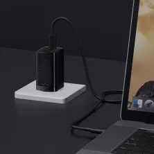 Мережевий зарядний пристрій Baseus GaN3 Pro Fast Charger QC4.0+PD3.0 65W USB+2Type-C 3A + кабель Baseus Type-C to Type-C 100W 20V/5A 1м Чорний