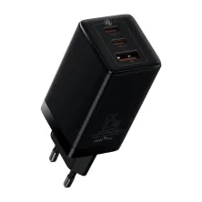 Мережевий зарядний пристрій Baseus GaN3 Pro Fast Charger QC4.0+PD3.0 65W USB+2Type-C 3A + кабель Baseus Type-C to Type-C 100W 20V/5A 1м Чорний