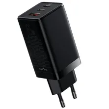 Мережевий зарядний пристрій Baseus GaN3 Pro Fast Charger QC4.0+PD3.0 65W USB+2Type-C 3A + кабель Baseus Type-C to Type-C 100W 20V/5A 1м Чорний