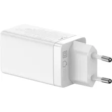 Мережевий зарядний пристрій Baseus GaN3 Pro Fast Charger  QC4.0+PD3.0 65W USB+2Type-C 3A + кабель Baseus Type-C to Type-C 100W 20V/5A 1м Білий