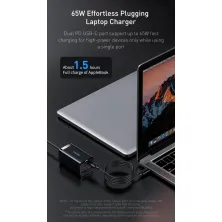 Мережевий зарядний пристрій Baseus GaN3 Pro Desktop Fast Charger QC4.0+PD3.0 65W 2USB+2Type-C 3A + кабель Baseus Type-C to Type-C 100W 20V/5A 1м Чорний
