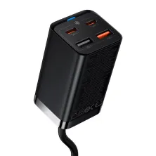 Мережевий зарядний пристрій Baseus GaN3 Pro Desktop Fast Charger QC4.0+PD3.0 65W 2USB+2Type-C 3A + кабель Baseus Type-C to Type-C 100W 20V/5A 1м Чорний