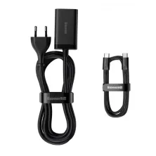 Мережевий зарядний пристрій Baseus GaN3 Pro Desktop Fast Charger QC4.0+PD3.0 65W 2USB+2Type-C 3A + кабель Baseus Type-C to Type-C 100W 20V/5A 1м Чорний