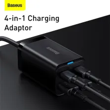Мережевий зарядний пристрій Baseus GaN3 Pro Desktop Fast Charger QC4.0+PD3.0 65W 2USB+2Type-C 3A + кабель Baseus Type-C to Type-C 100W 20V/5A 1м Чорний